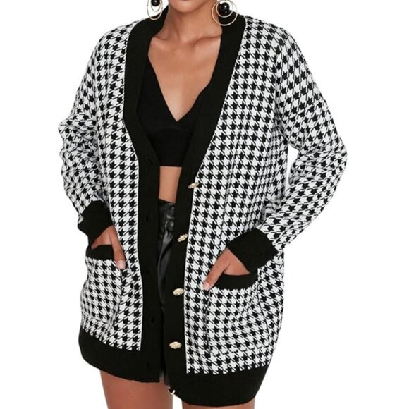 Vintage Cathy Daniels Checkered Button Cardigan SZ L - Picture 1 of 7